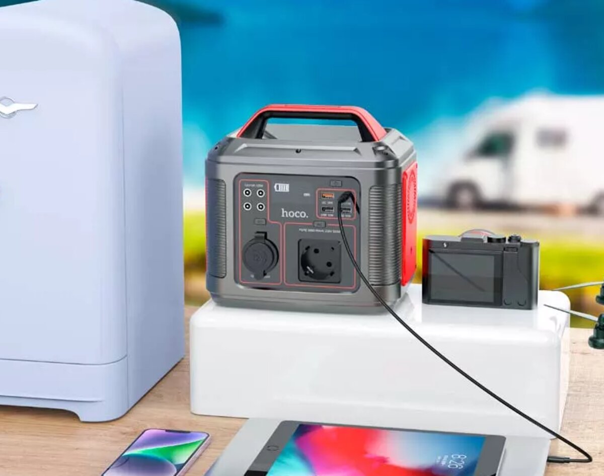 Портативна зарядна станція HOCO DB28 300W Iron Gray+Red