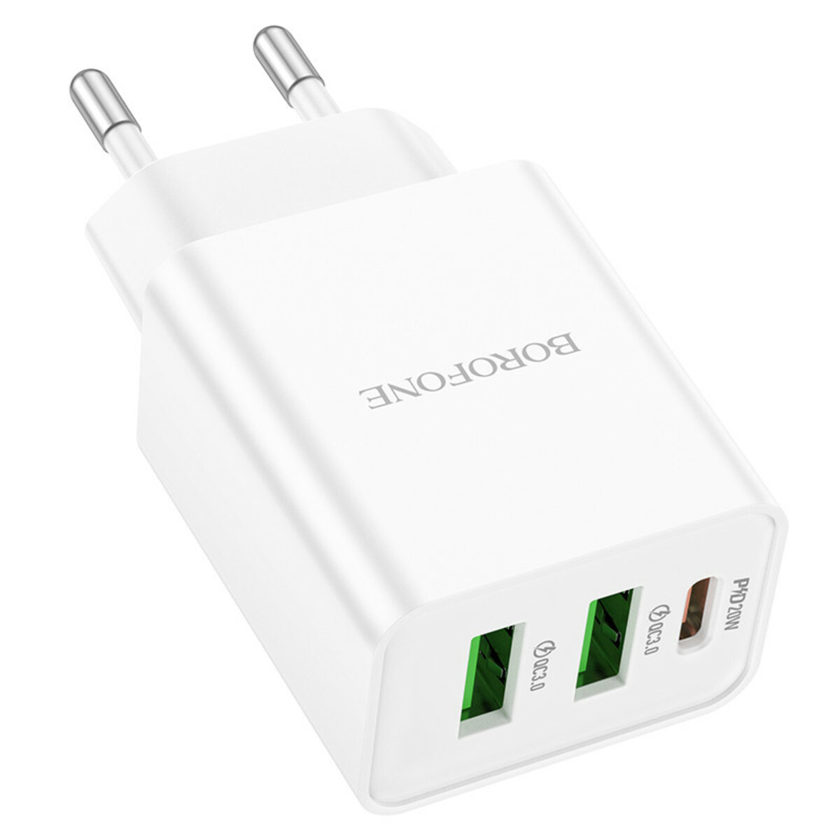 Мережевий зарядний пристрій BOROFONE BA70A Quick three-port PD20W (1C2A) charger White