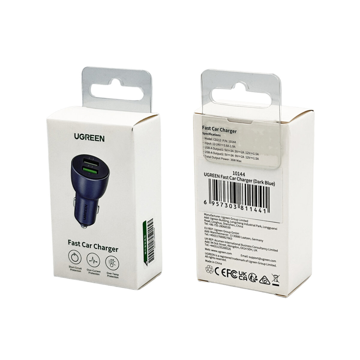 Автомобільний зарядний пристрій UGREEN CD213 Fast Car Charger (Dark Blue) (UGR-10144)