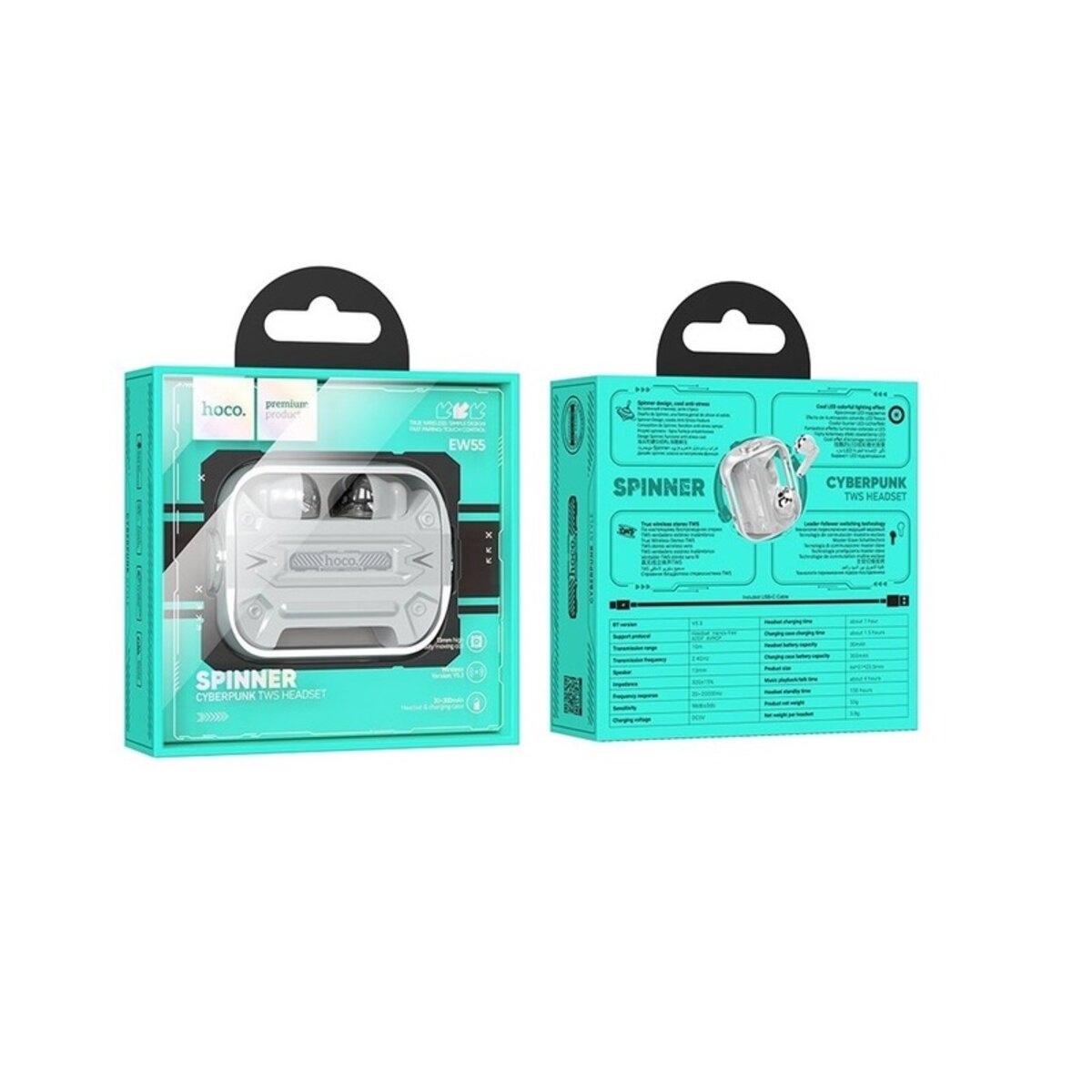 Навушники HOCO EW55 Trendy true wireless BT gaming headset Silver