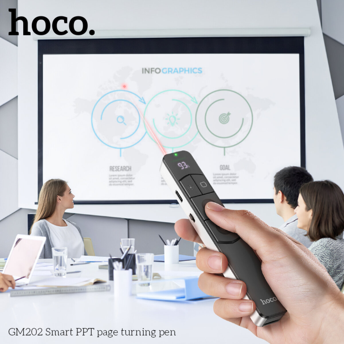 Лазерна указка HOCO GM202 Smart PPT page turning pen Silver