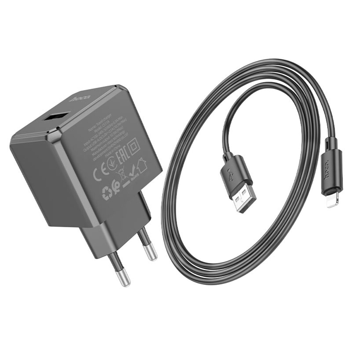 Мережевий зарядний пристрій HOCO CS11A Ocean single port charger set(Micro) 10.5W Black