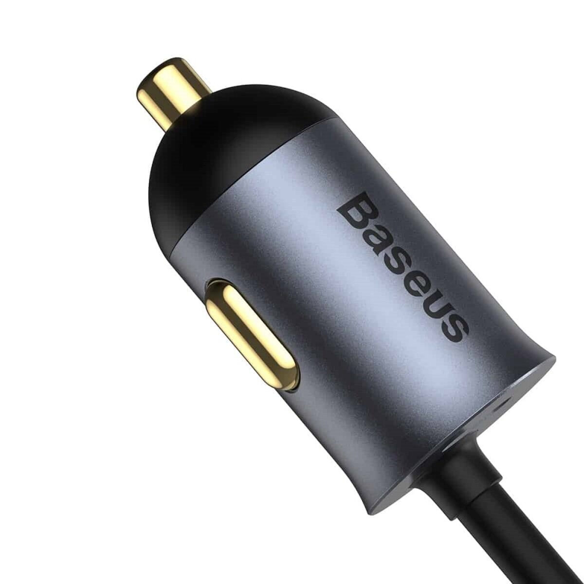 Автомобільний зарядний пристрій Baseus Share Together PPS multi-port Fast charging with extension cord 120W 2U+2C Gray