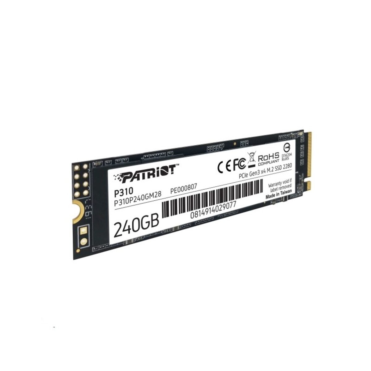 Накопичувач SSD M.2 Patriot P310 240GB NVMe 2280 PCIe 3.0 3D TLC