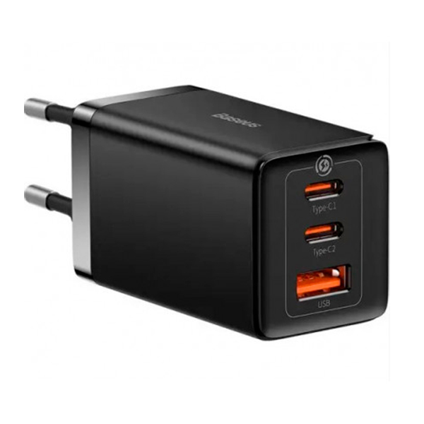 СЗУ Baseus GaN3 Pro Fast Charger 2xType-C+USB 65W Black (CCGP050101)