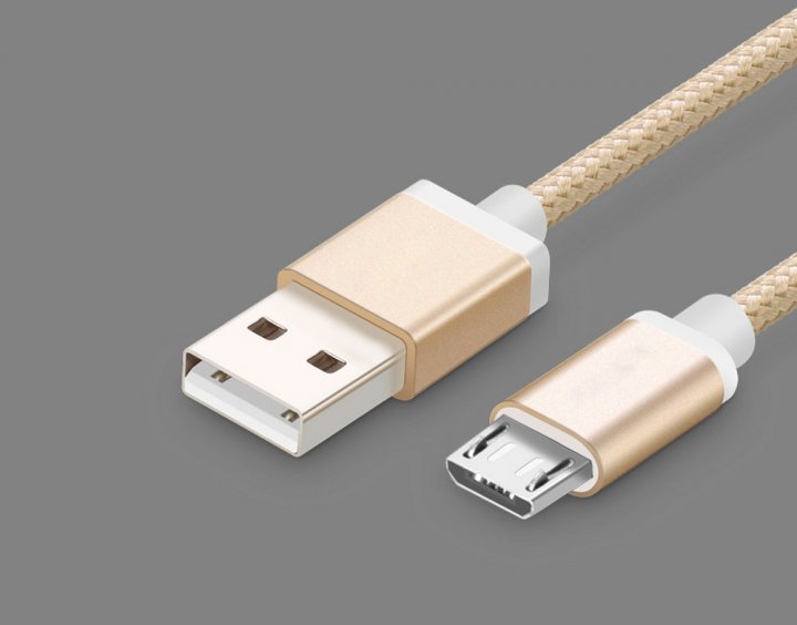 Кабель SkyDolphin S55V Neylon USB to Micro USB 2.4A 1m Gold