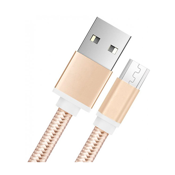 Кабель SkyDolphin S55V Neylon USB to Micro USB 2.4A 1m Gold