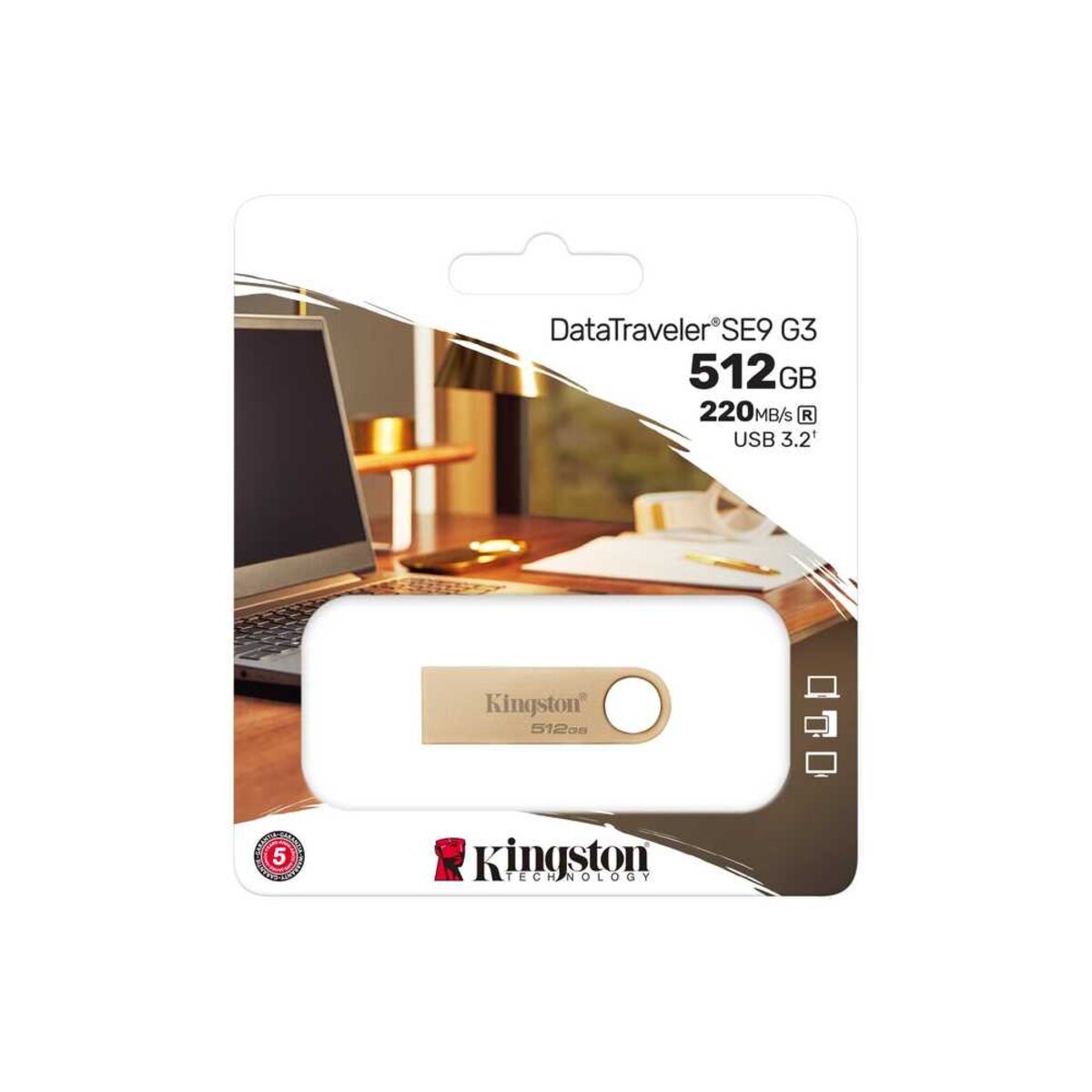 Флеш-накопичувач Kingston USB 3.2 SE9 G3 512GB 220MB/s Metal/Gold