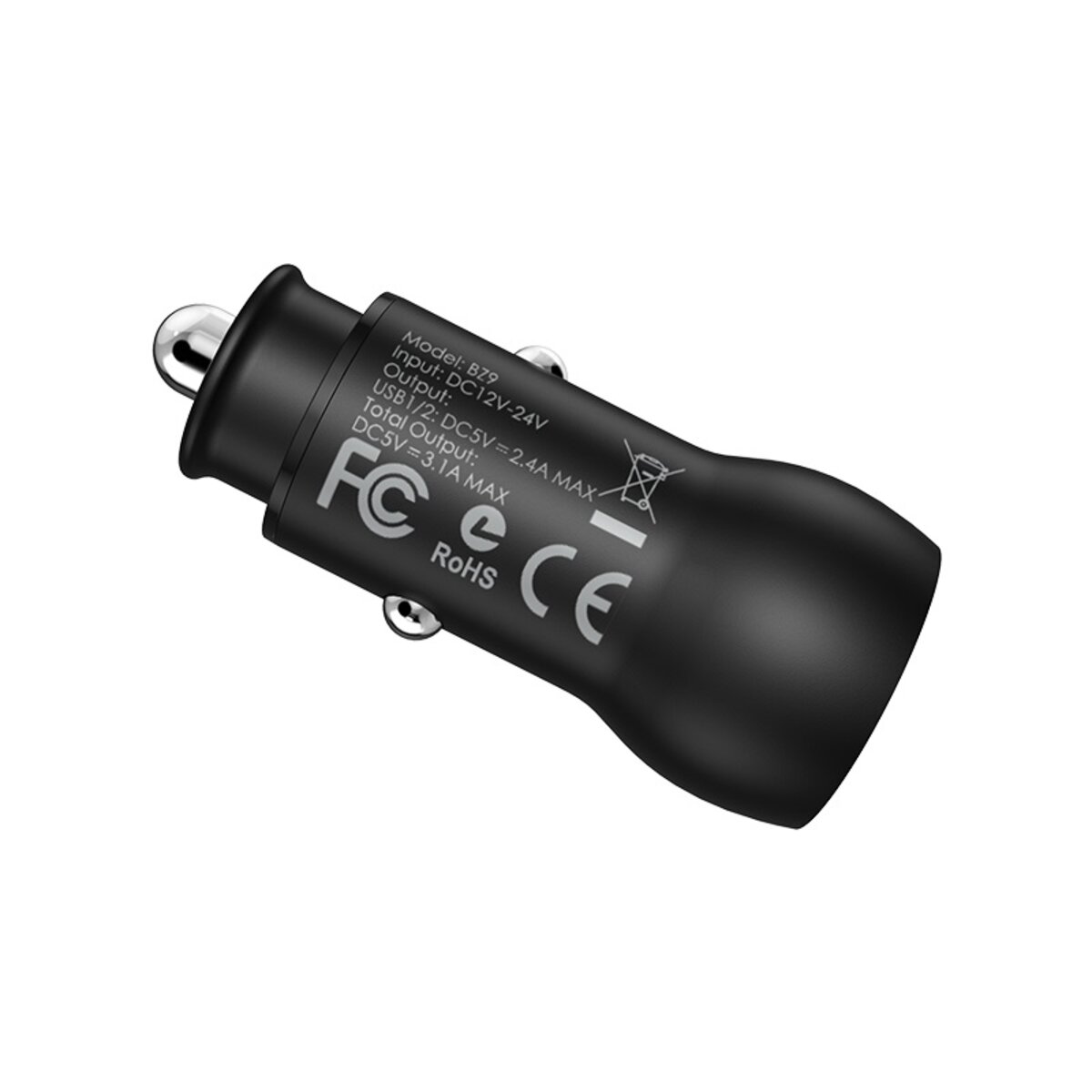 Автомобільний зарядний пристрій BOROFONE BZ9 Wise route dual port car charger Black