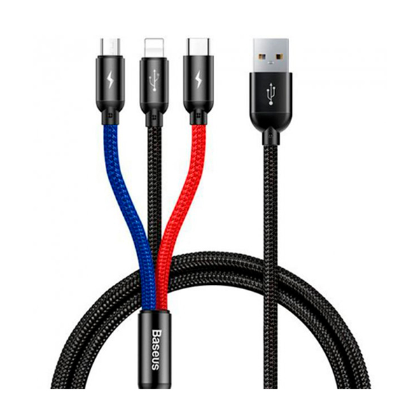 Кабель Baseus Three Primary Colors USB Type-C/Lightning/Micro USB 1.2m 3.5A (CAMLT-BSY01)