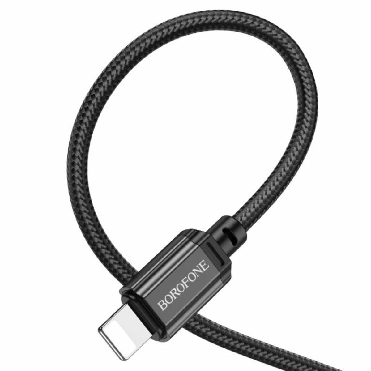 Кабель BOROFONE BX87 USB to iP 2.4A,1m, nylon, aluminum connectors, Black