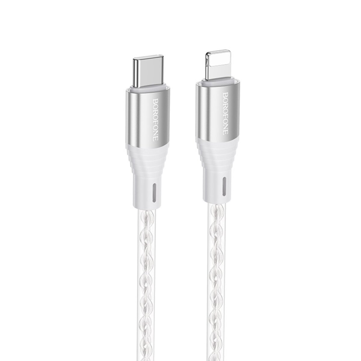 Кабель BOROFONE BX96 Ice crystal PD silicone charging data cable iP Gray