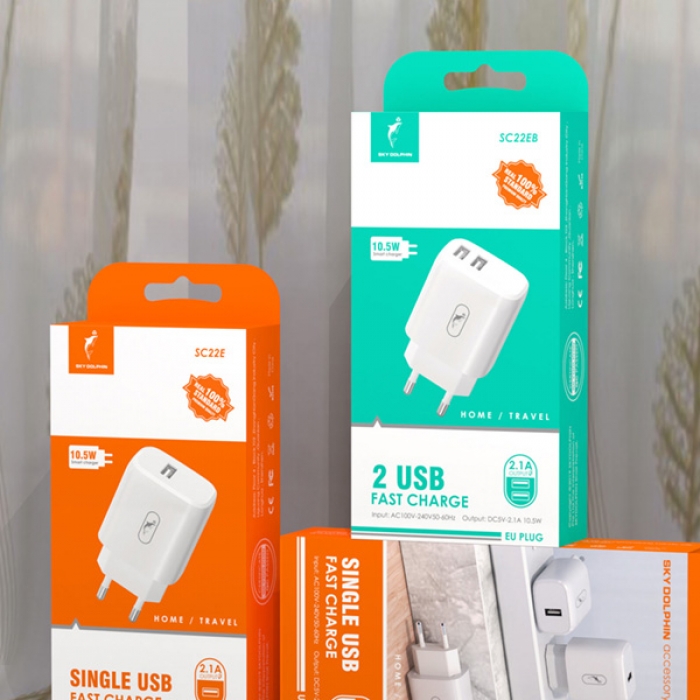 СЗУ SkyDolphin SC22EB 2USB/2.1A White (MZP-000161)