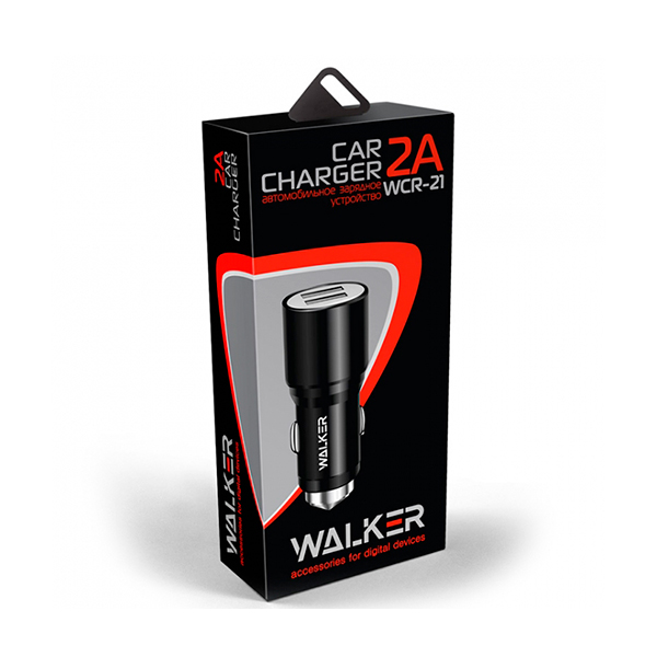 АЗУ Walker WCR-21 2USB 1A+2.4A Metal Black