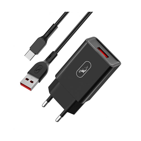 СЗУ SkyDolphin SC36T 1USB 2.4A Black + USB Type-C (MZP-000175)