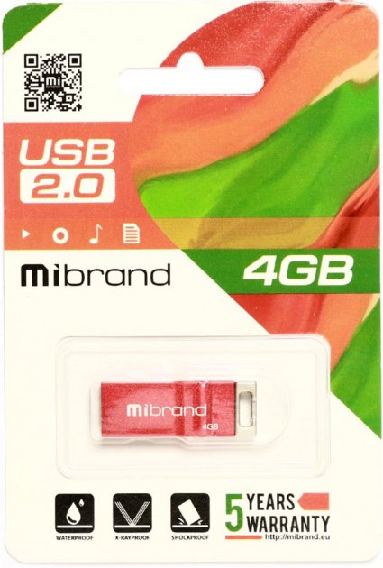 Флешка Mibrand 4GB Сhameleon USB 2.0 Red (MI2.0/CH4U6R)