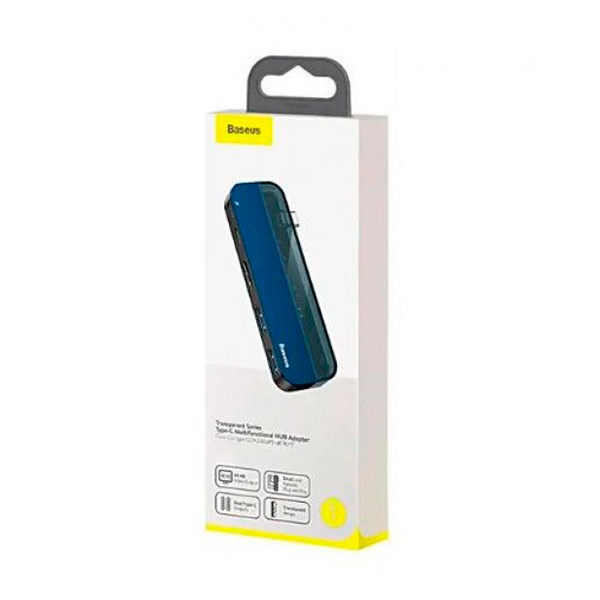 USB-хаб Baseus Transparent Series Type-C Multifunctional HUB Adapter Blue (CAHUB-TD03)