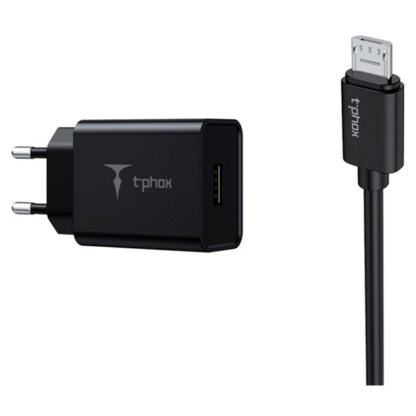 СЗУ T-PHOX Mini 12W 2.4A + Micro USB Black