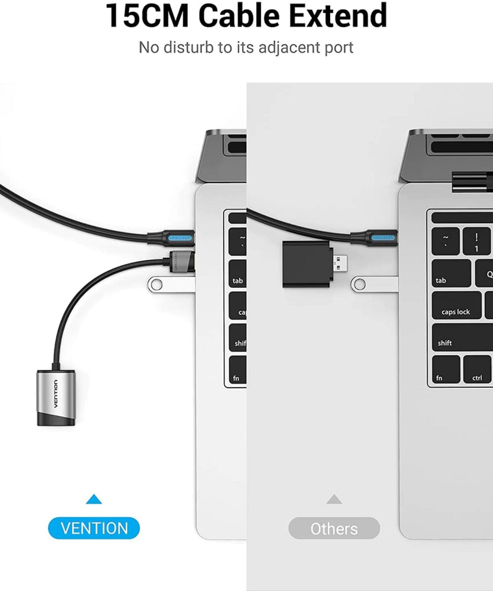 Адаптер Vention USB External Sound Card 0.15M Gray Metal Type (CDKHB)
