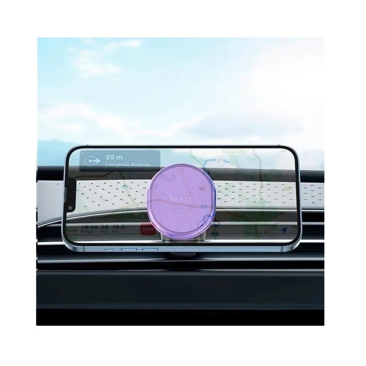 Тримач для мобільного HOCO H1 Crystal magnetic car holder(air outlet) Romantic Purple