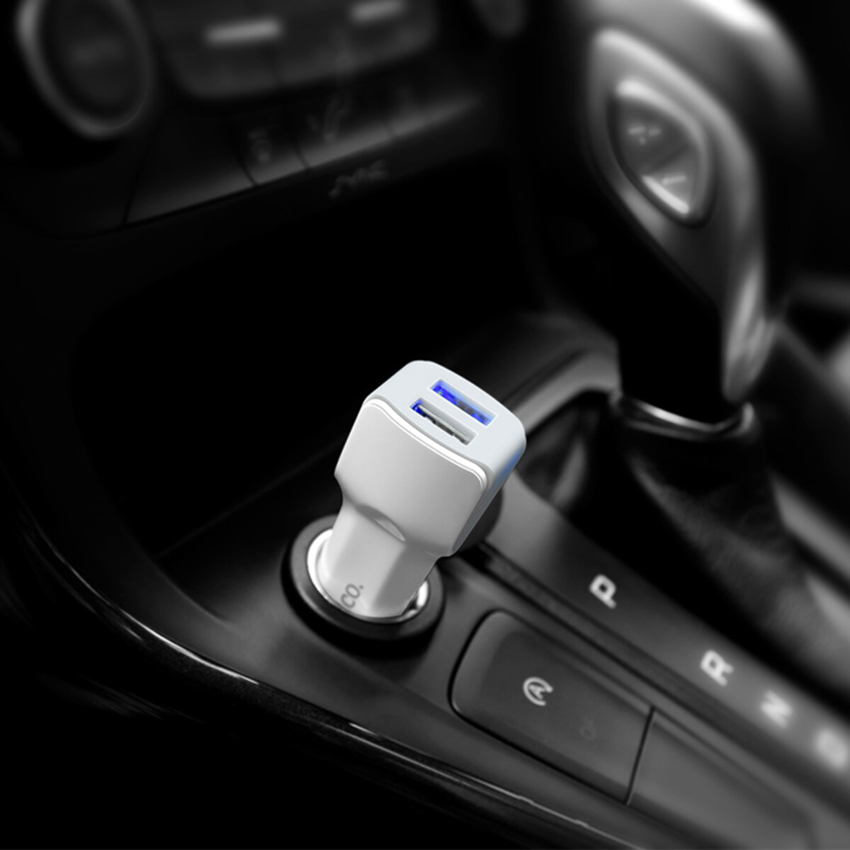 Автомобільний зарядний пристрій HOCO Z23 grand style dual-port car charger set with iP cable White