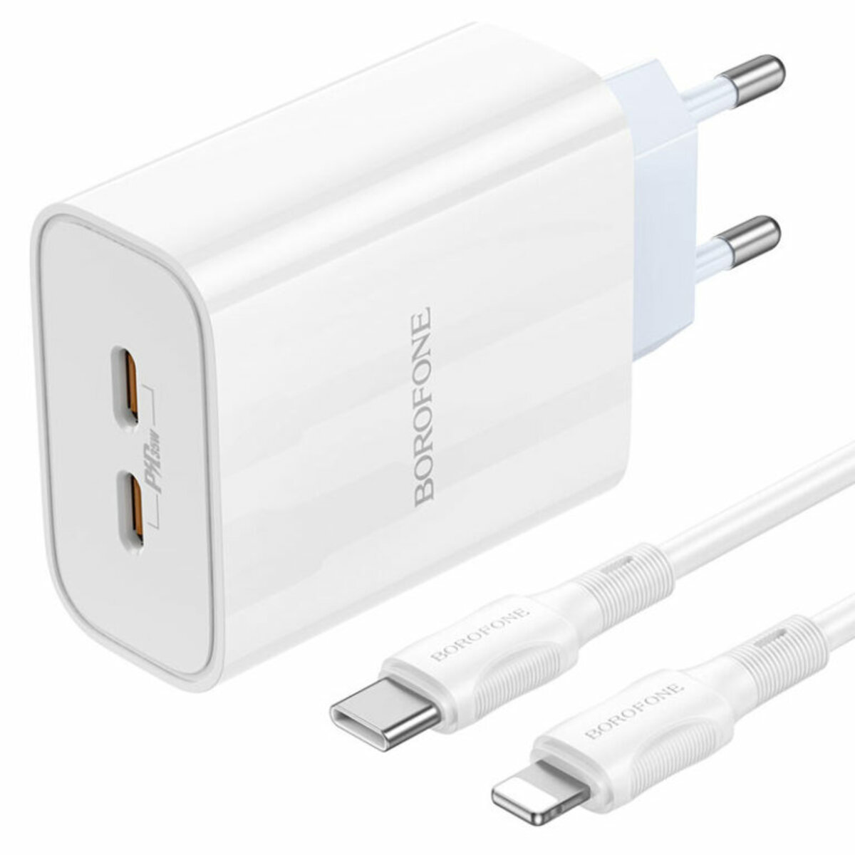 Мережевий зарядний пристрій BOROFONE BA73A Young PD35W dual port(2C) charger set(C to iP) White