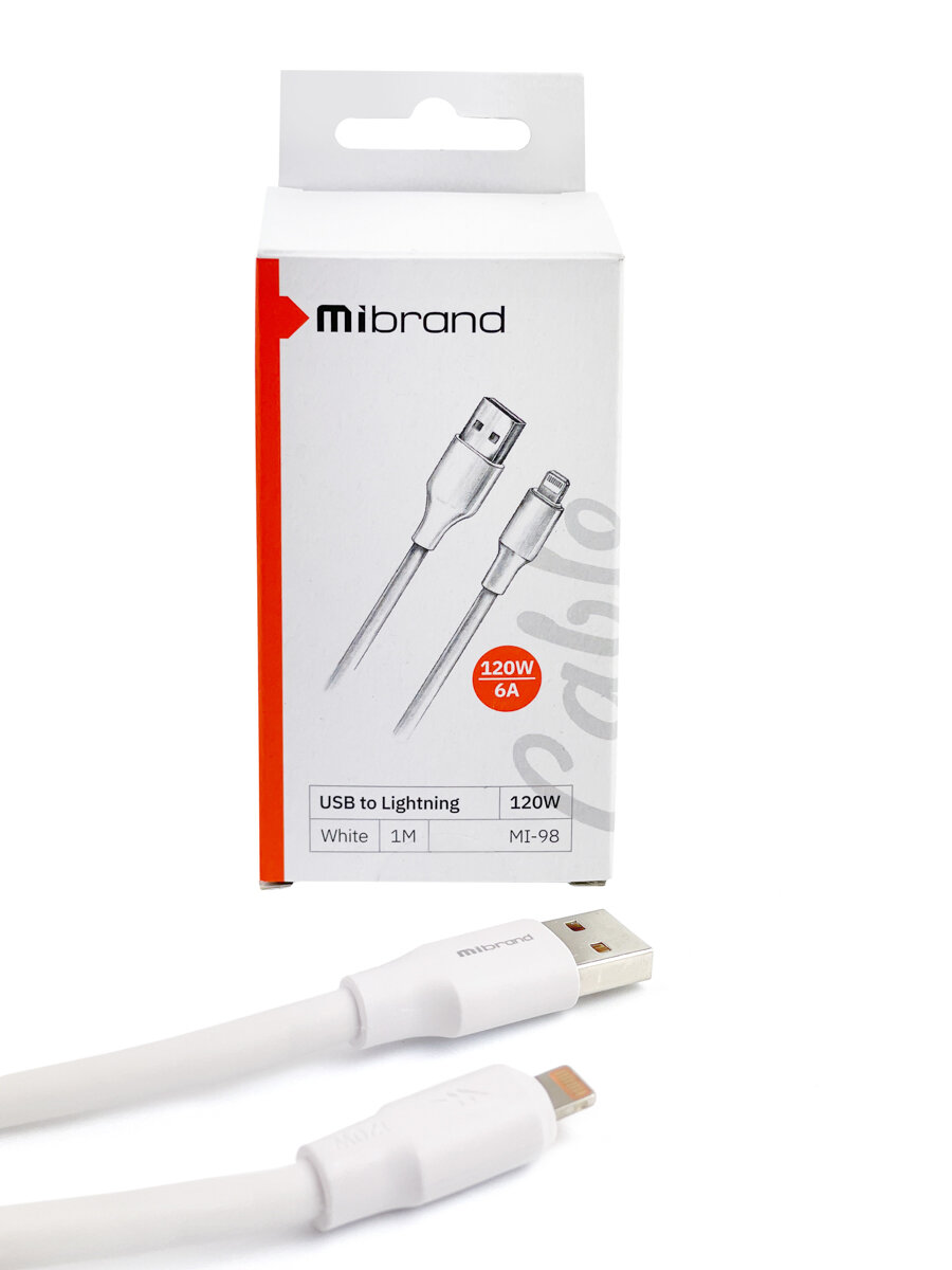 Кабель Mibrand MI-98 PVC Tube Cable USB for Lightning 120W 1m White