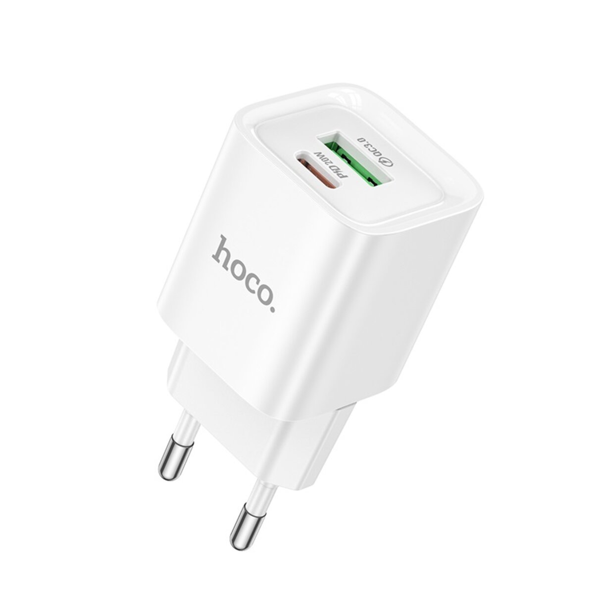 Мережевий зарядний пристрій HOCO C147A Charm PD20W+QC3.0 charger (EU) White