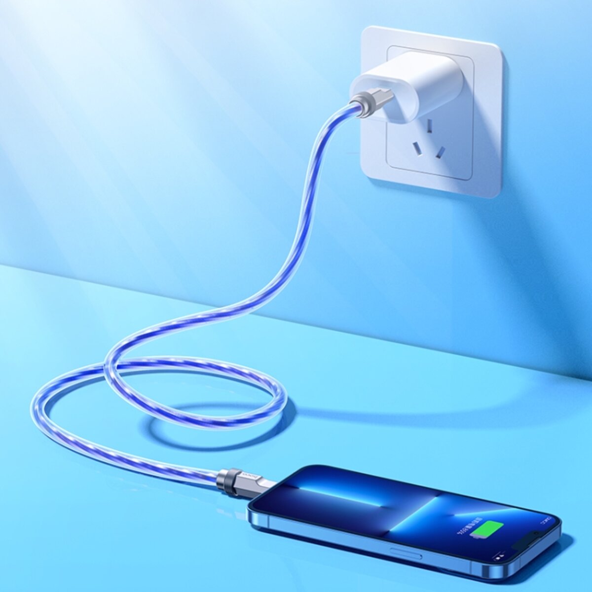 Кабель HOCO U113 Solid PD silicone charging data cable iP Blue