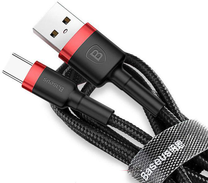 Кабель Baseus Cafule Cable USB Type-C 3A 1m Black/Red (CATKLF-B91)