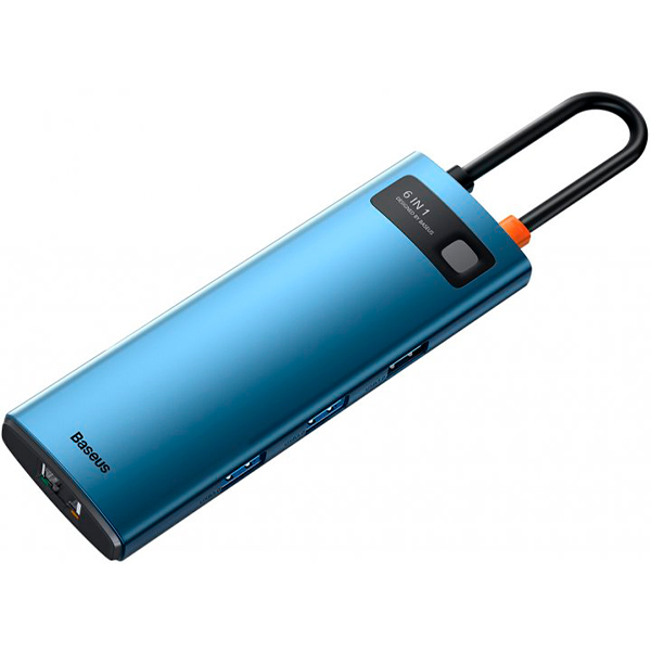 USB-хаб Baseus Metal Gleam Series 6-in-1 Adapter HUB Blue (WKWG000003)