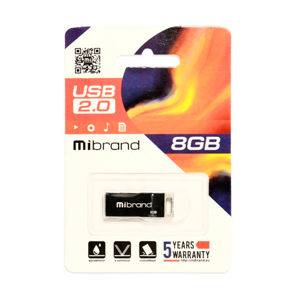 Флешка Mibrand 8GB Chameleon Black (MI2.0/CH8U6B)