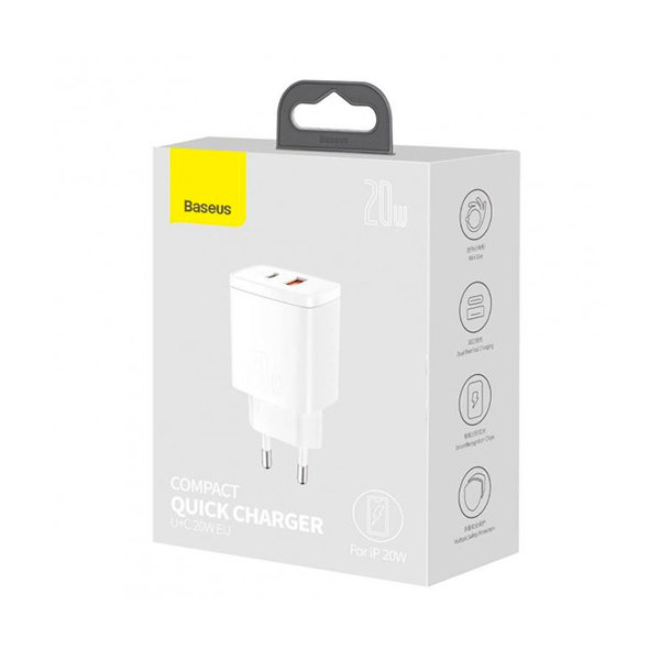 СЗУ Baseus Compact Quick Charger U+C 20W White (CCXJ-B02)