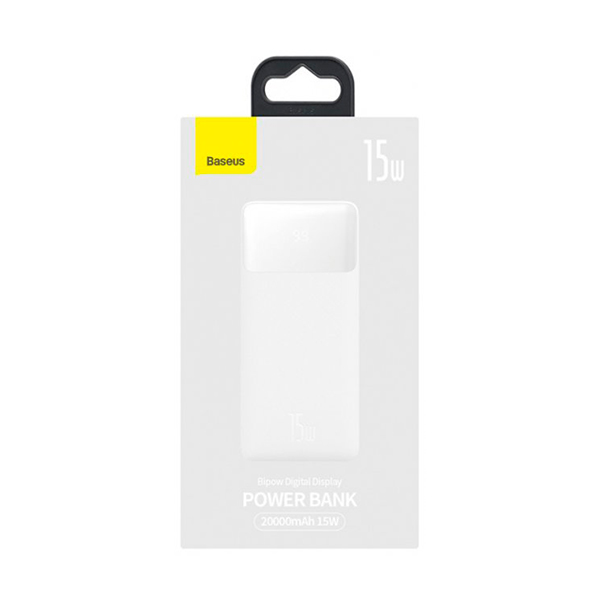 Зовнішній акумулятор Baseus Bipow Digital Display 15W 20000mAh White (PPDML-J02)