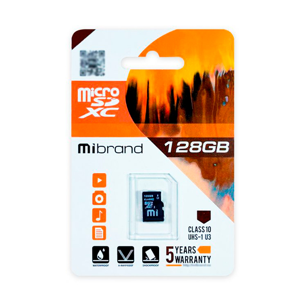 Карта пам'яті Mibrand 128 GB microSDXC UHS-I U3 + SD-adapter (MICDHU3/128GB-A)