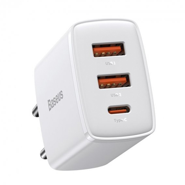 СЗУ Baseus Compact Quick Charger 2xUSB U+C 30W White (CCXJ-E02)