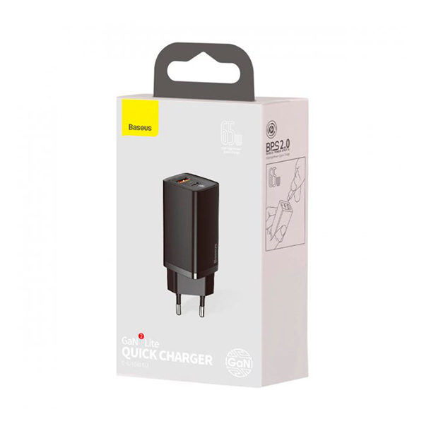 СЗУ Baseus GaN2 Lite Quick Charger C+U 65W (CCGAN2L-B01) Black