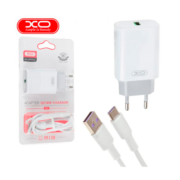 СЗУ XO L85 1USB 18W + Type-C Cable White