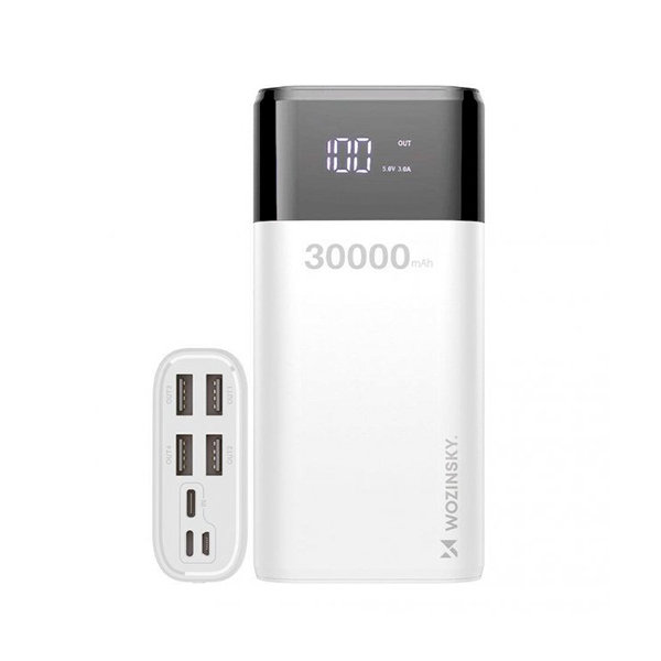 Зовнішній акумулятор Wozinsky 30000mAh WPB-001WE White + USB-лампа XO Y1 White
