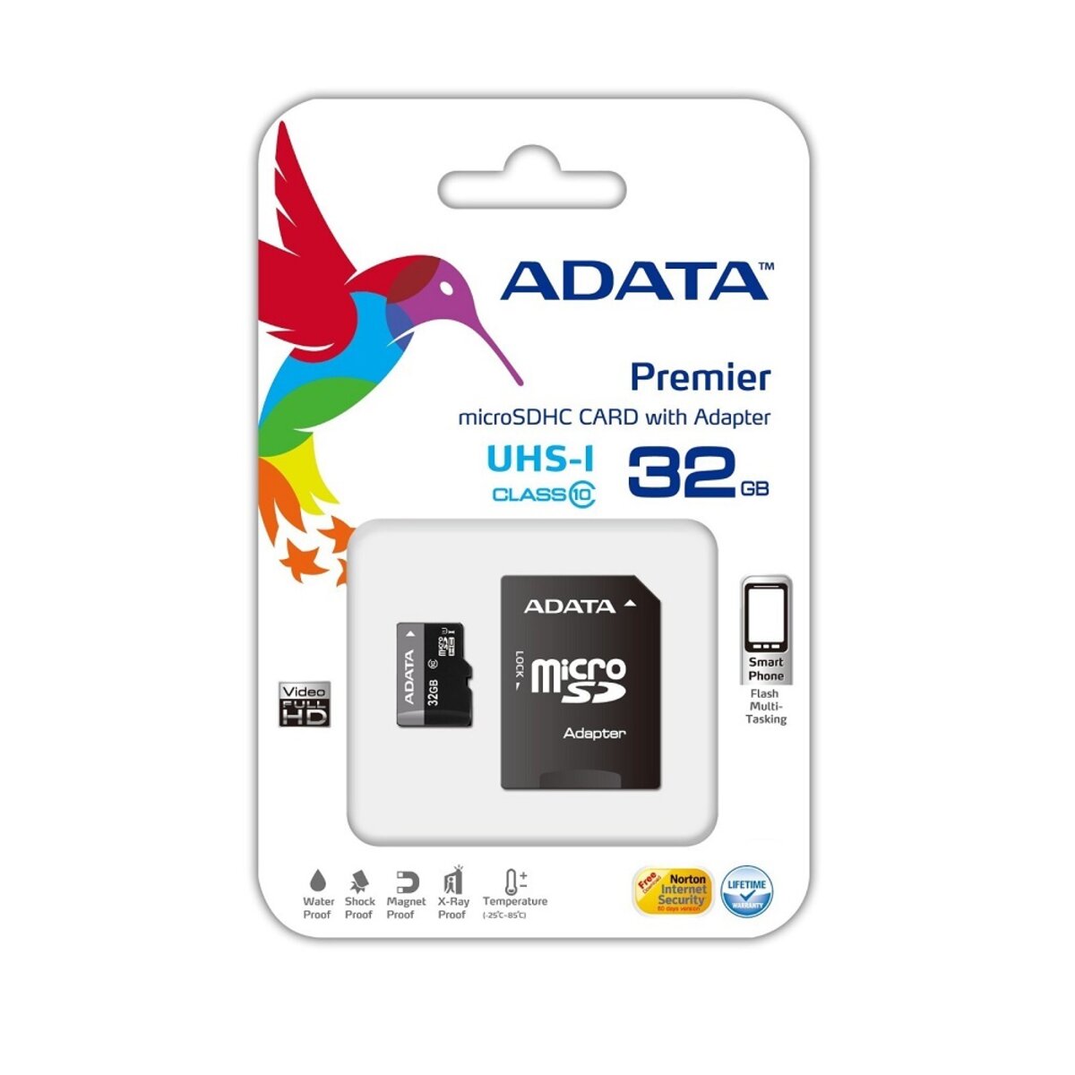 microSDHC (UHS-1) A-DATA Premier 32Gb Class 10 (R-80Mb/s)  (adapter SD)