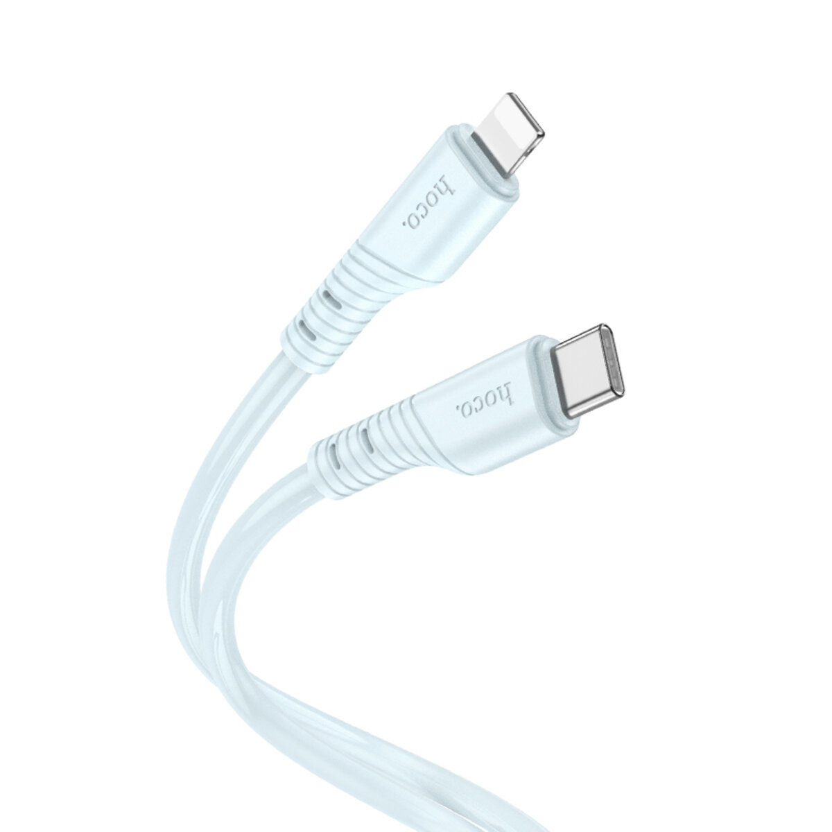 Кабель HOCO X97 Crystal color PD silicone charging data cable iP light blue