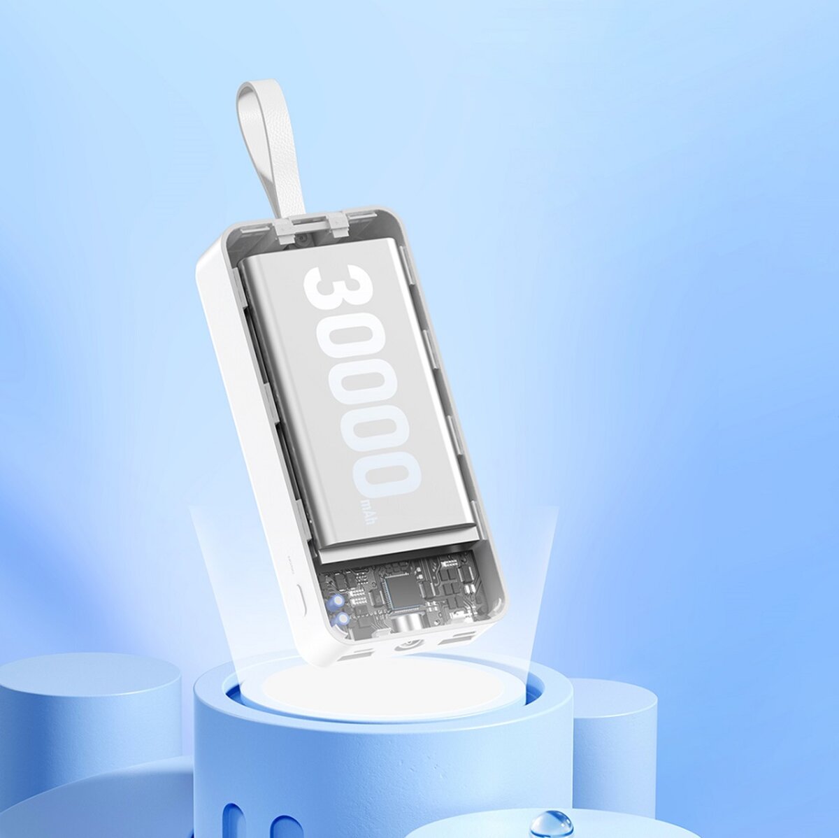 Зовнішній акумулятор REMAX Suji Series PD 20W+QC 22.5W  Fast Charging Cabled Power Bank 30000mAh  RPP-550 White