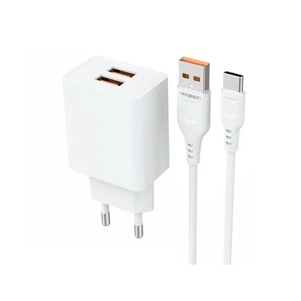 СЗУ Denmen DC02T + Type-C Cable 2.1A White