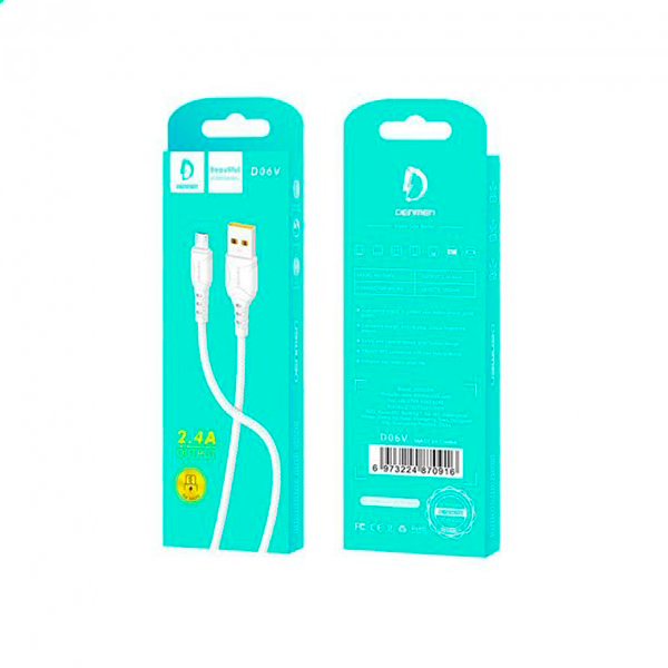 Кабель Denmen D06V Micro USB 2.4A White