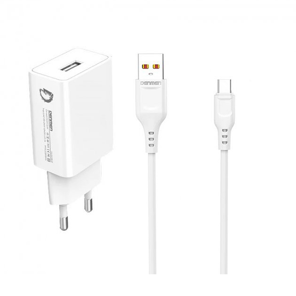 СЗУ Denmen DC01V + Micro USB Cable 2.4A White