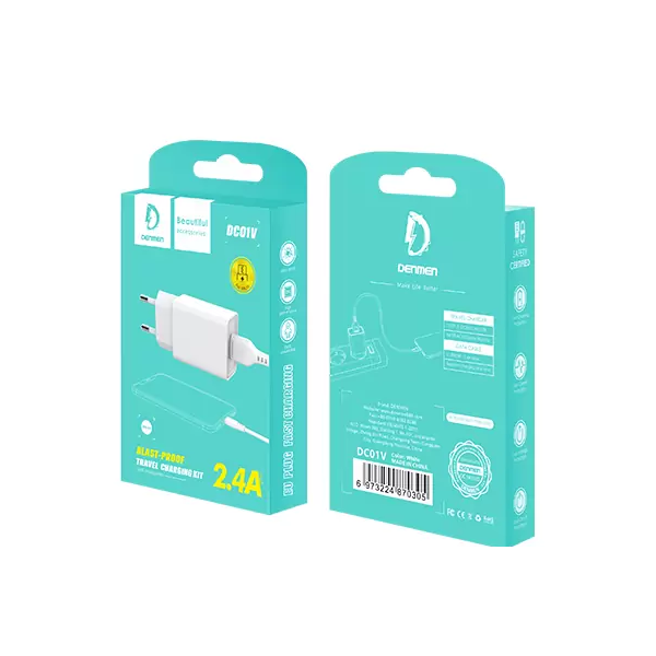 СЗУ Denmen DC01V + Micro USB Cable 2.4A White