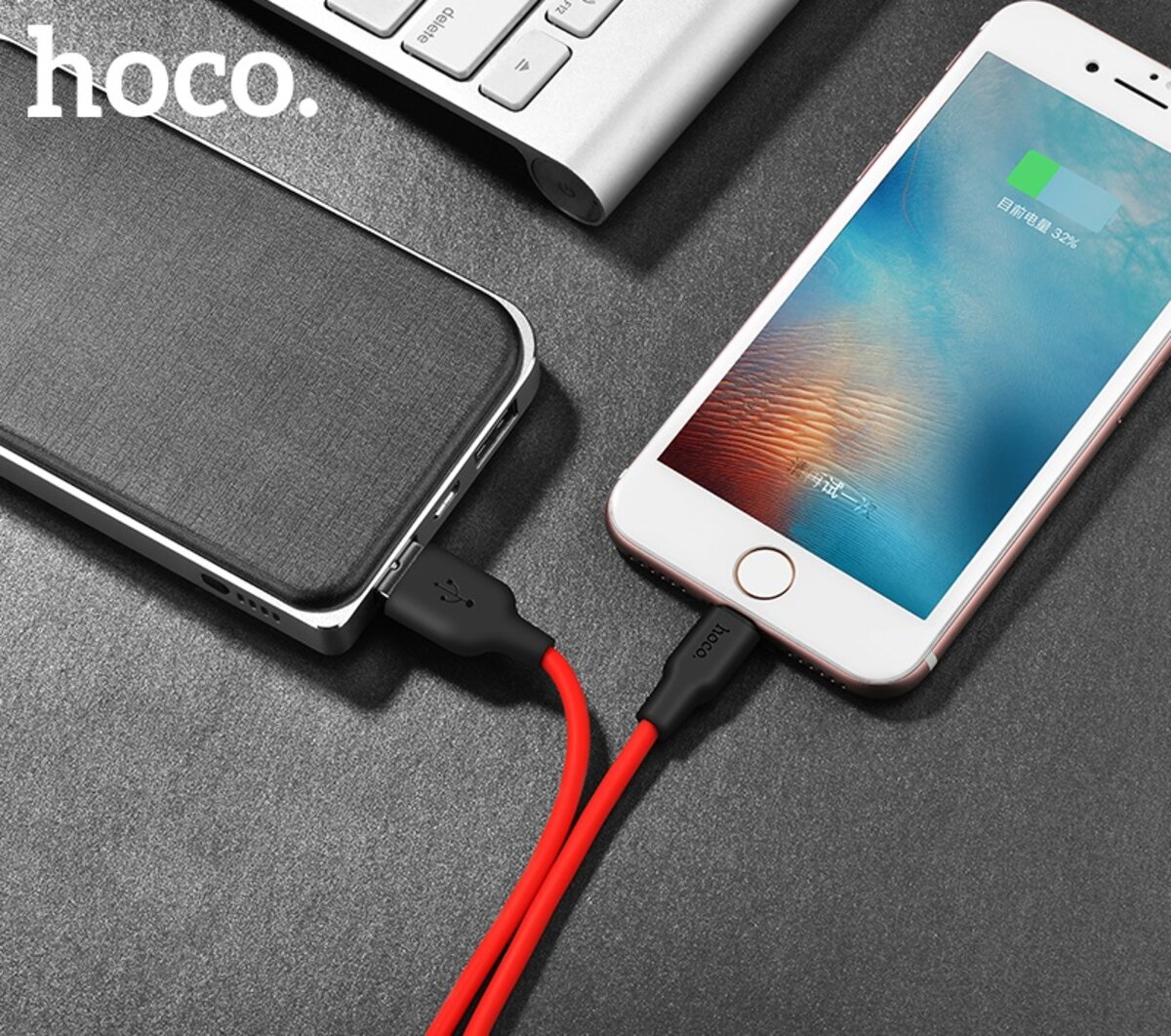 Кабель HOCO X21 USB to iP 2A, 1m, silicone, TPE connectors, Black+Red