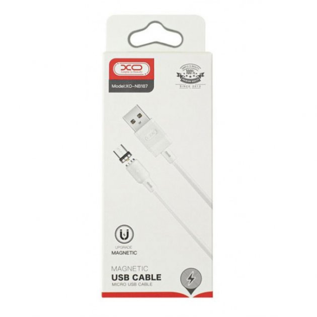 Кабель магнітний XO NB187 Magnetic Micro USB 2.1A 1m White