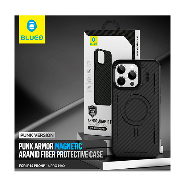 Чохол Blueo Punk Armor Magnetic Aramid Fiber Phone Case for iPhone 14 Pro with MagSafe Black