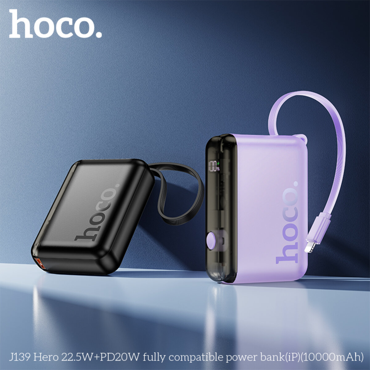 Зовнішній акумулятор HOCO J139 Hero 22.5W+PD20W fully compatible power bank(iP)(10000mAh) Black
